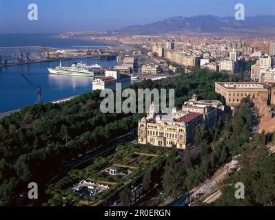 Vue à l'hôtel de ville de la ville de Malaga, Costa del sol, Andalousie, Espagne, Europe Banque D'Images