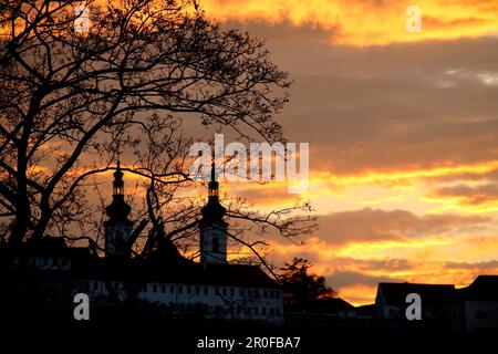 Silhouette du monastère de Strahov, Mala Strana, Little Quarter, Prague, République tchèque Banque D'Images