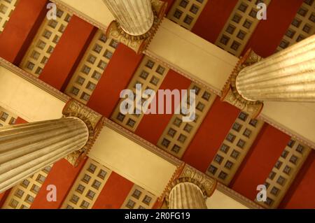 Plafond et colonne du Glyptothek, place des Rois, Munich, Bavière, Allemagne Banque D'Images