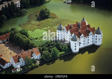 Photo aérienne de Schloss Glücksburg, château près de Flensburg, la côte de la mer Baltique, le Schleswig Holstein, le nord de l'Allemagne Banque D'Images
