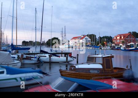 Bateaux dans le port, Greifswald-Wieck, Mecklembourg-Poméranie occidentale, Allemagne Banque D'Images