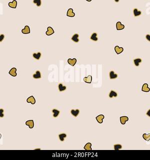 Motif sans couture dans de petits coeurs dorés scintillants. Illustration vectorielle simple et mignonne Illustration de Vecteur