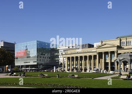 Place du château avec Kunstmuseum et Konigsbau, Stuttgart, Bade-Wurtemberg, Allemagne Banque D'Images