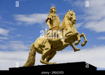 Goldener Reiter, Neustadt de Dresde, marché, Saxe, Allemagne Banque D'Images