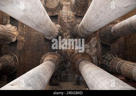 Hall à colonnes de Temple de Khnoum, d'Esna Esna, Egypte Banque D'Images