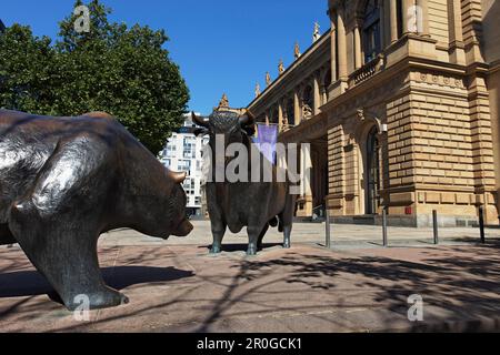 L'ours et le bull, Bourse de Francfort, Frankfurt am Main, Hesse, Allemagne Banque D'Images