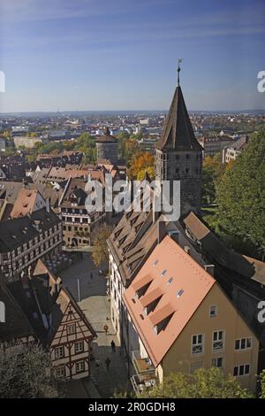 Vue sur la vieille ville, Nuremberg, Bavière, Allemagne Banque D'Images