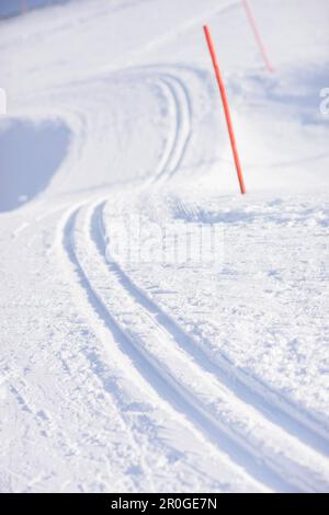 Piste de ski de fond, Galtuer, vallée de Paznaun, Tyrol, Autriche Banque D'Images