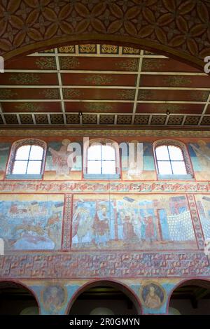 Murale dans l'église romane de Saint Georg, Reichenau-Oberzell, île monastère de Reichenau, Lac de Constance, Patrimoine culturel mondial de l'UNESCO, Baden-Wür Banque D'Images