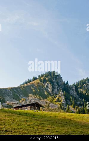 Cabane dans les montagnes, Mangfall, Spitzingsee Bavaria, Allemagne Banque D'Images