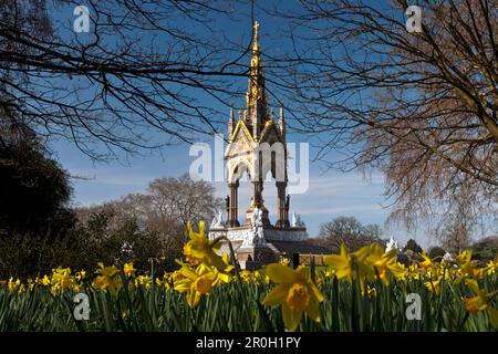 L'Albert Memorial, Hyde Park, Londres, Angleterre, Grande-Bretagne Banque D'Images