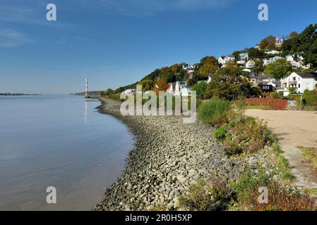 Vue de l'Elbe avec stair-district de Blankenese, Hambourg, Allemagne du Nord, Allemagne Banque D'Images