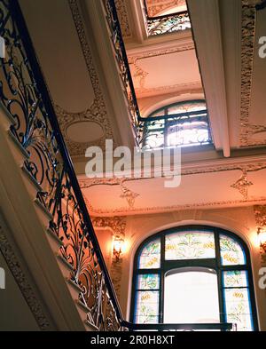 Russie, Moscou, vue de bannister et escalier dans le national hotel Banque D'Images