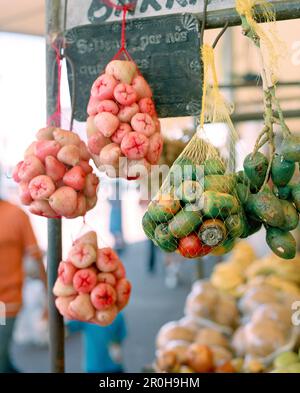 BRÉSIL, Belem, Amérique du Sud, une variété de fruits suspendus à la vente, marché Ver-O-Peso Banque D'Images