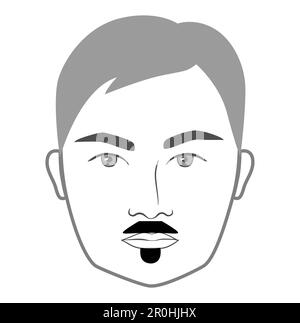 Pyramide avec Soul Patch style barbe hommes dans le visage illustration cheveux facial moustache. Vector gris noir portrait masculin modèle de mode plat ensemble de collection de barbier. Style de coiffure isolé contour Illustration de Vecteur