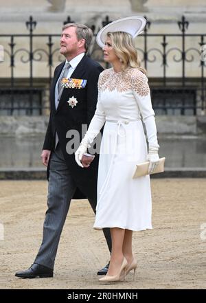 Londres, Angleterre. ROYAUME-UNI. 06 mai 2023. La reine Maxima des pays-Bas et le roi Willem-Alexander des pays-Bas assistent au couronnement du roi Charle Banque D'Images