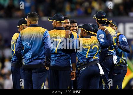 Sydney, Australie, 5 novembre 2022. Sri Lanka fêtez le cricket de Sam Curran d'Angleterre lors du match de cricket de la coupe du monde T20 de l'ICC entre l'Angleterre et le Sri Lanka au Sydney Cricket Ground sur 05 novembre 2022 à Sydney, en Australie. Crédit : Steven Markham/Speed Media/Alay Live News Banque D'Images