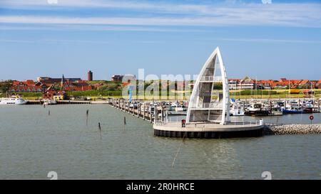 Port de Juist, tour d'observation, site touristique, île de Juist, parc national, Mer du Nord, Frise orientale, Frise orientale, Basse-Saxe, Allemagne, Europe Banque D'Images