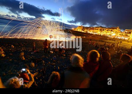 Playa de la Calera dans la soirée, Valle Gran Rey, la Gomera, Iles Canaries, Espagne Banque D'Images