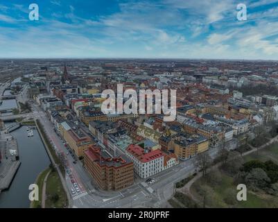 Vue aérienne du centre-ville de Malmö, du centre-ville de Scania en Suède Banque D'Images