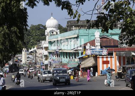 Route principale dans le bazar d'Aberdeen, au-dessus de la tour de l'horloge, centre, capitale de Port Blair, Andaman Sud, îles Andaman, Inde Banque D'Images