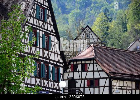 Maisons à Blaubeuren près d'Ulm, Bade-Wurtemberg, Allemagne Banque D'Images