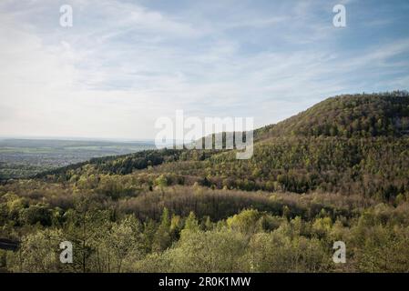 Paysage environnant au toboggan Moessingen, Mössingen, quartier de Tuebingen, Swabian Alb, Bade-Wurtemberg, Allemagne Banque D'Images