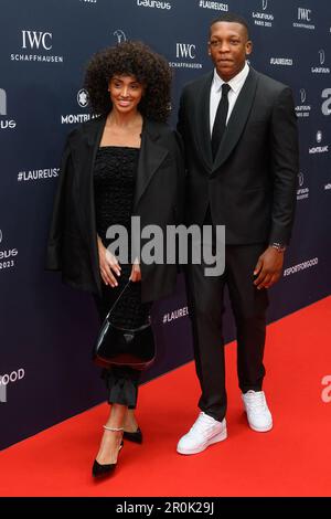 Paris, France. 08th mai 2023. Alizee Priso et Cameron Woki arrivent aux Laureus World Sport Awards de Paris 2023 tapis rouge à Cour Vendôme sur 08 mai 2023 à Paris, France. Photo de Laurent ZabulonABACAPRESS.COM crédit: Abaca Press/Alay Live News Banque D'Images