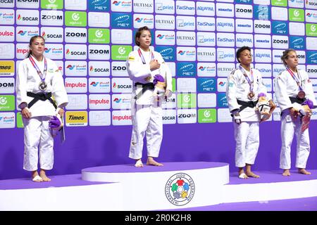 Stade Ali Bin Hamad Al Attiyah, Doha, Qatar. 8th mai 2023. (G-D) Diyora Keldiyorova (UZB), Uta Abe (JPN), Amandine Buchard (FRA), Odette Giuffrida (ITA), MAI 8, 2023 -Judo : Championnats du monde de judo Doha 2023 cérémonie de remise des prix des femmes -52kg à l'arène Ali Bin Hamad Al Attiyah, Doha, Qatar. Crédit: Naoki Nishimura/AFLO SPORT/Alay Live News Banque D'Images