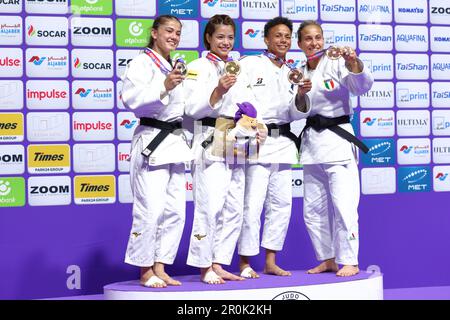 Stade Ali Bin Hamad Al Attiyah, Doha, Qatar. 8th mai 2023. (G-D) Diyora Keldiyorova (UZB), Uta Abe (JPN), Amandine Buchard (FRA), Odette Giuffrida (ITA), MAI 8, 2023 -Judo : Championnats du monde de judo Doha 2023 cérémonie de remise des prix des femmes -52kg à l'arène Ali Bin Hamad Al Attiyah, Doha, Qatar. Crédit: Naoki Nishimura/AFLO SPORT/Alay Live News Banque D'Images