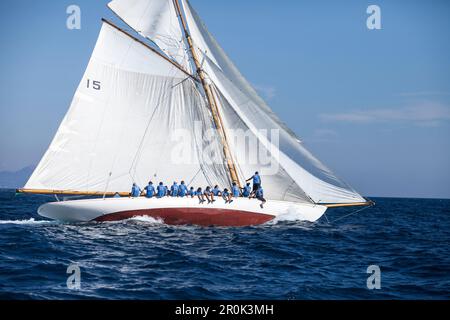 'Gaff-Schooner ''Nan de Fife'', régate de voile classique ''les voiles de St. Tropez'', Saint-Tropez Tropez, Côte d'Azur, France Banque D'Images