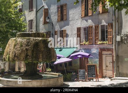 Fontaine champignon, Village Saquare, Barjols, Var, Provence, France Banque D'Images