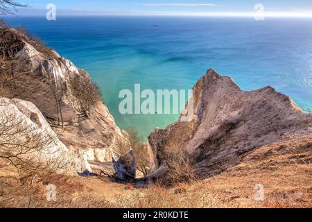 Falaises de craie, falaises blanches de Moen, Moens Klint, île de Moen, mer Baltique, Danemark Banque D'Images