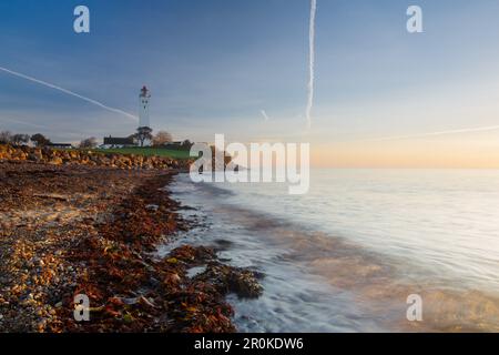 Phare, Gulstav FY, Keldsnor FYR, Bagenkop, mer Baltique, Langeland, Danemark Banque D'Images