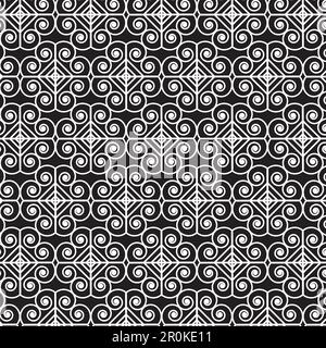 motif sans couture répétition ikat ogee art éléments floraux et géométriques noir et blanc design moderne texture, vintage, tissu ethnique, vêtements de tapis Banque D'Images