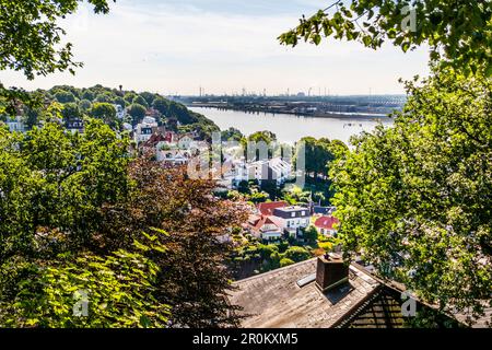 Vue du Süllberg à Blankenese et de l'Elbe à Hambourg, Allemagne du Nord Banque D'Images