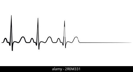 Icône de la mort, arrêt cardiaque, cardiogramme vectoriel, concept de condoléances Illustration de Vecteur