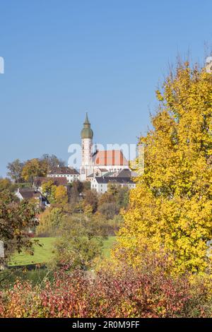 Église de pèlerinage Kloster Andechs sur la 'montagne acrée de Bavière', Fünfseenland, haute-Bavière, Bavière, Allemagne Banque D'Images