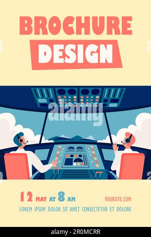 Illustration vectorielle plate isolée de cockpit d'avion colorée Illustration de Vecteur
