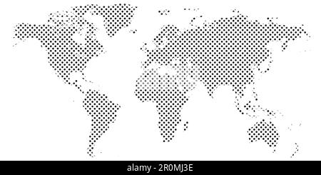 Carte des pixels du monde. Carte du monde en pointillés bannière horizontale demi-ton Illustration de Vecteur