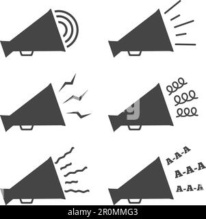 Icônes de mégaphone, silhouettes sur fond blanc, illustration du vecteur eps10 Illustration de Vecteur