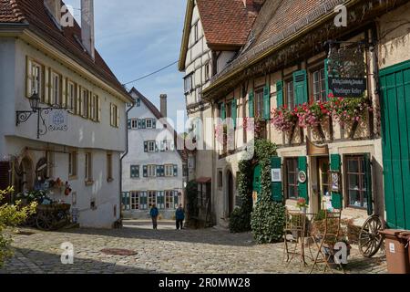 Vieille ville avec maisons à colombages à Nürtingen am Neckar, Baden Würtenberg, Allemagne Banque D'Images