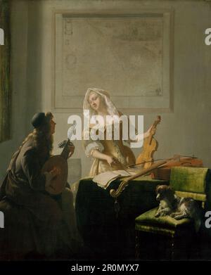 La leçon de musique Date: 1671 artiste: Jacob Ochtervelt Dutch, 1634-1682 Banque D'Images