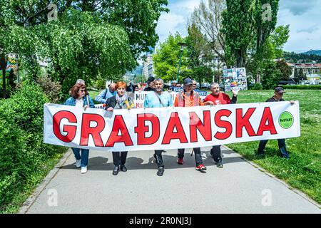 Manifestation des citoyens en raison de la décision de Schmitt de débloquer la formation du gouvernement de la FBiH Banque D'Images