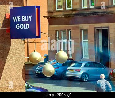 pawnbrokers nous achetons le signe d'affiche d'or Banque D'Images