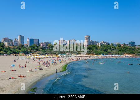 Plage de Constanta, Dobruja, Côte de la Mer Noire, Roumanie Banque D'Images