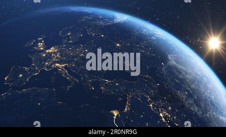 La planète bleue de la terre vue de l'espace Banque D'Images