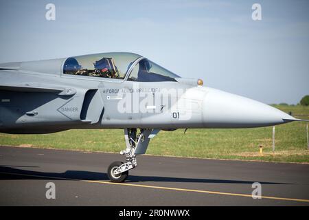 Gaviao Peixoto, Brésil. 09th mai 2023. Inauguration de la ligne de production du F-39 Gripen Fighter jet à l'usine d'Embraer à Gaviao Peixoto, Sao Paulo, Brésil, sur 9 mai 2023. (Photo par Igor do Vale/Sipa USA) crédit: SIPA USA/Alay Live News Banque D'Images