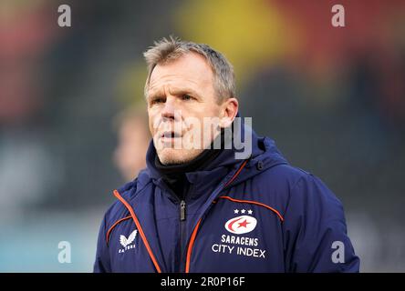 Photo du dossier datée du 11-12-2022 du directeur de rugby de Saracens Mark McCall qui dit que la défaite de Saracens à la première finale de Gallagher la saison dernière a prouvé une force motrice derrière leur quête pour un retour immédiat de Twickenham. Date de publication : mardi 9 mai 2023. Banque D'Images