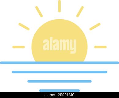 Image vectorielle de l'icône de coucher de soleil. Adapté aux applications Web mobiles et aux supports d'impression. Illustration de Vecteur